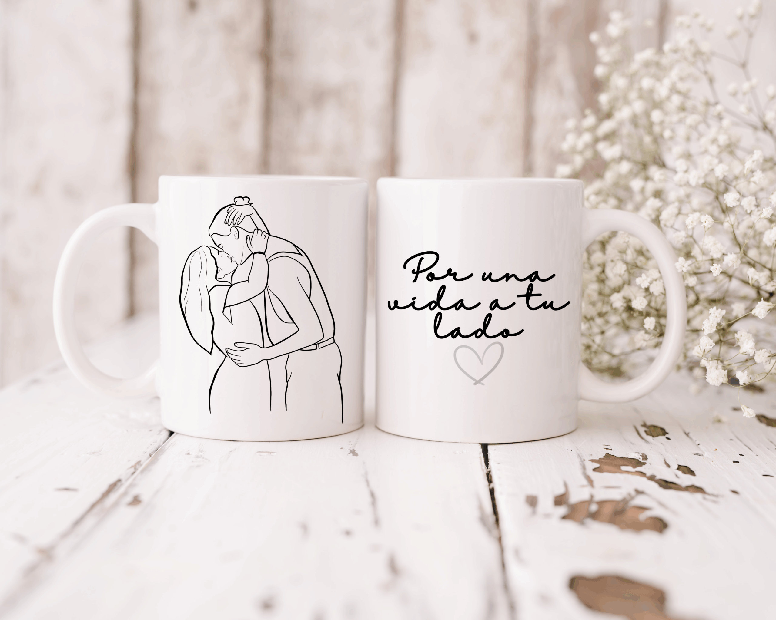 Taza línea fina para parejas