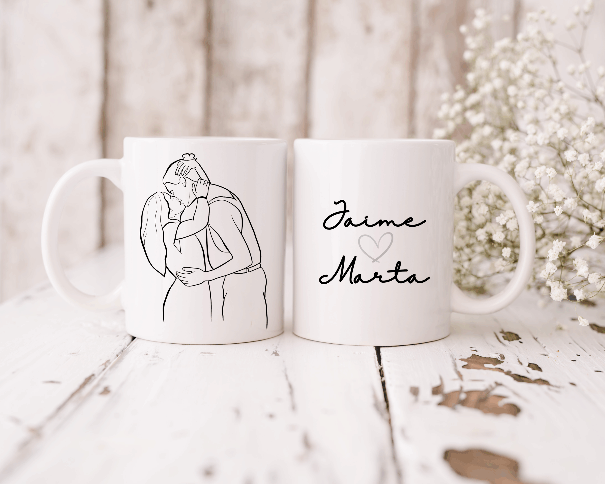 Taza línea fina para parejas - Imagen 2
