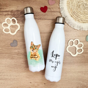 Botella acuarela peludos